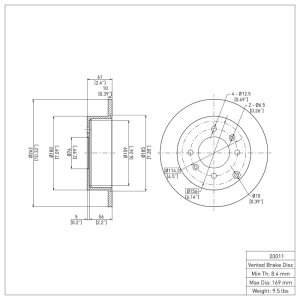 Hyundai Sonata Brake Rotor (1) - Rear - R1 Concepts - Plain - `99-`06